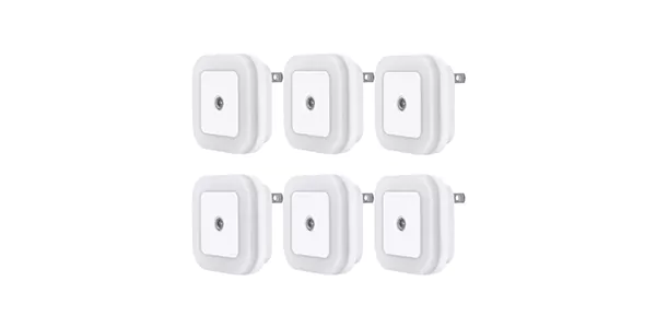 Set of six white LED night lights